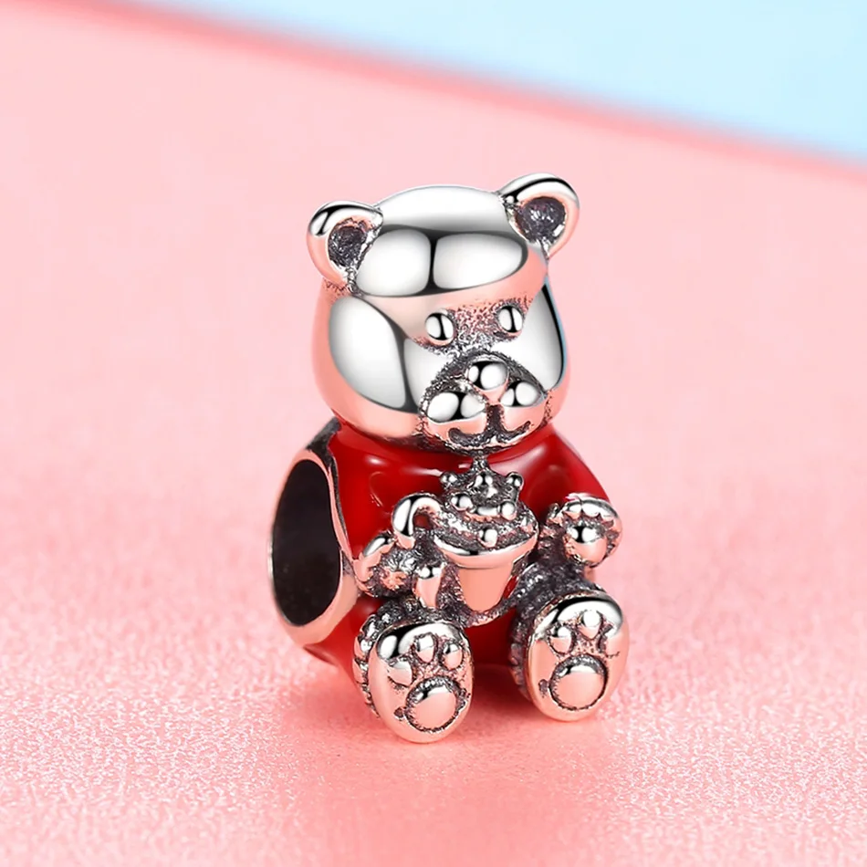 FOREWE Real 925 Sterling Silver Lovely Bear Charm Bead Fit Charms Original Bracelet Animal DIY Jewelry Making New 2019 | Украшения и