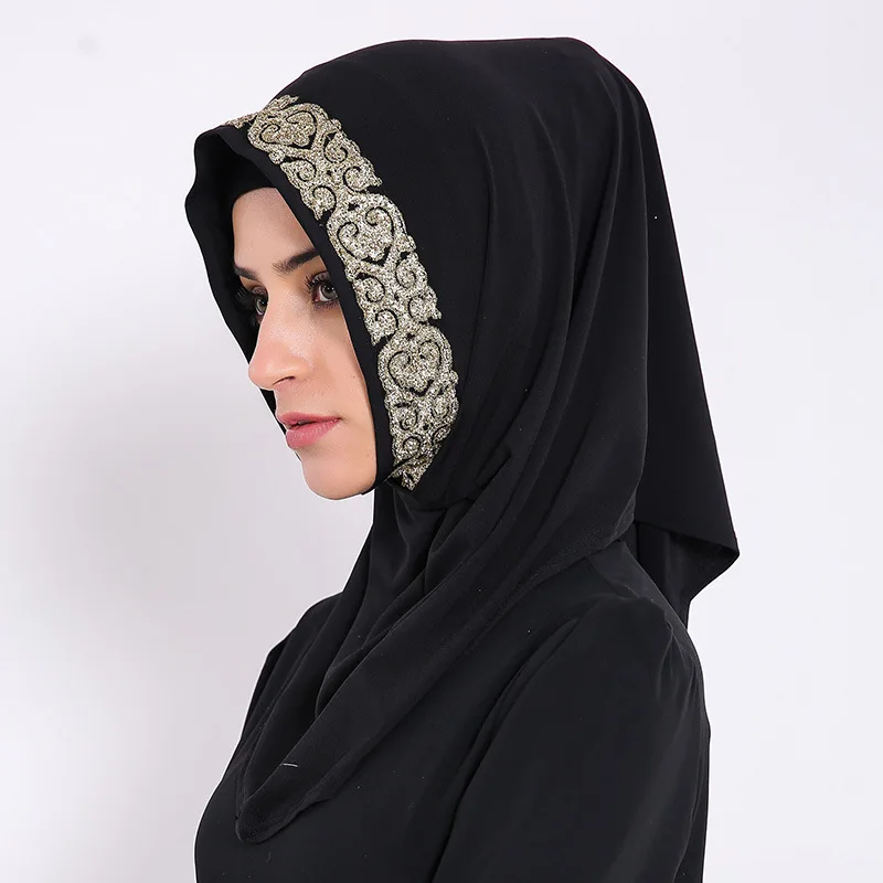 Модный шарф Islam для женщин простой с блестящим принтом Женский хиджаб головной