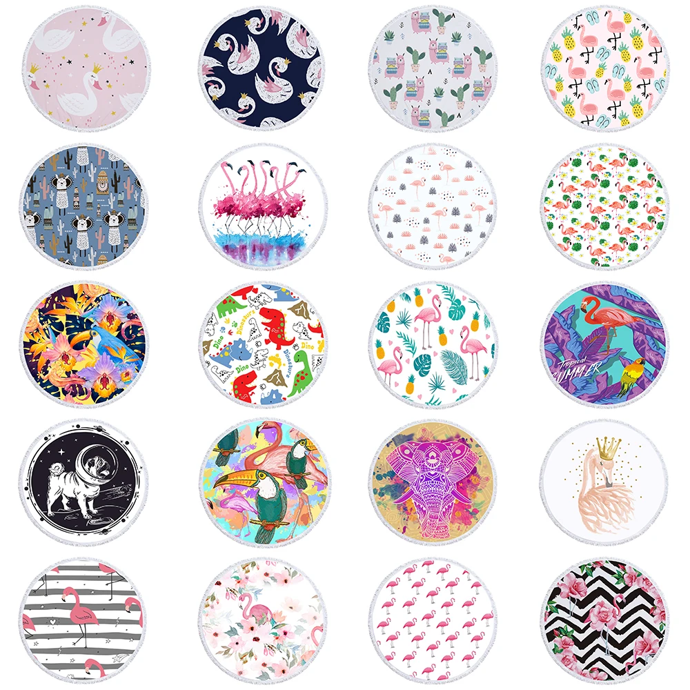 Пляжное полотенце с Фламинго из мультфильма банное микрофибры кулиской