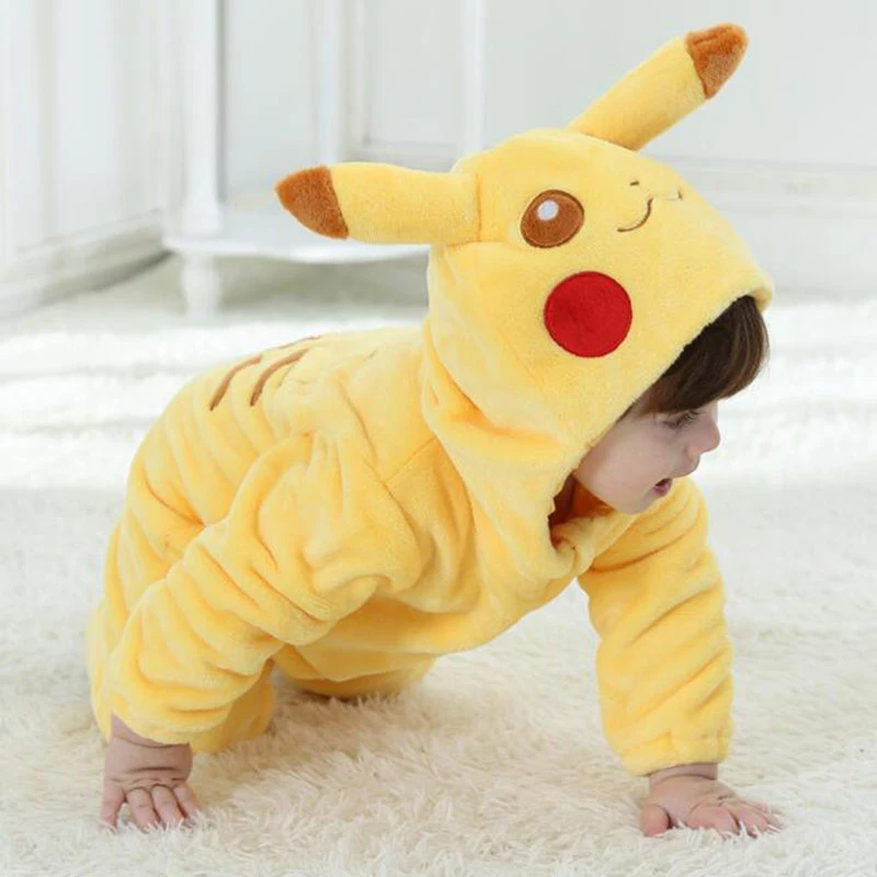 Baby Pokemon Kigurumi Pajamas Clothing Newborn Infant Romper Onesie Animal Anime Costume Outfit Hooded Winter Jumpsuit