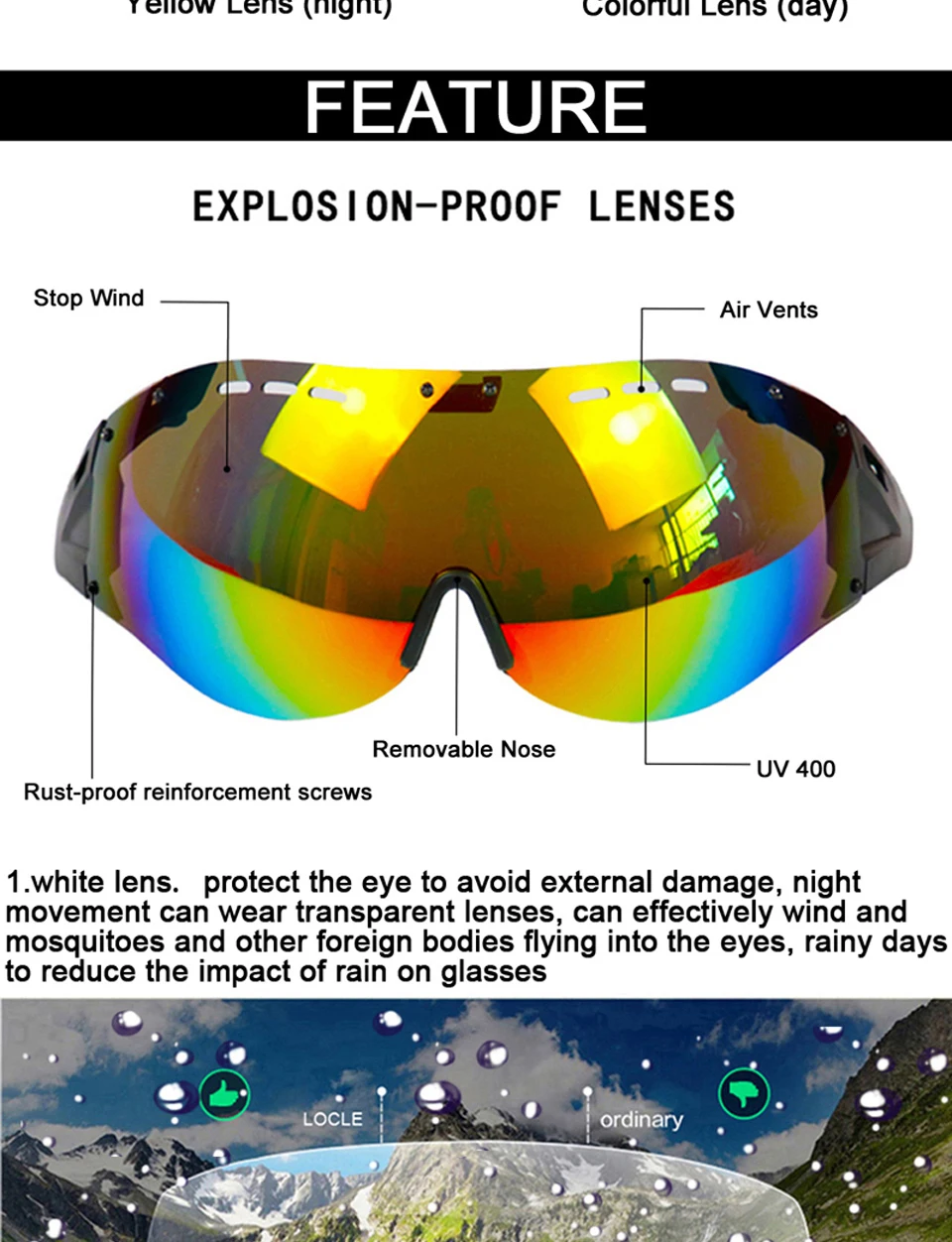LOCLE UV400 очки велосипедный шлем очки Casco Ciclismo Gafas 4 цвета(только подходит для фиксированного шлема