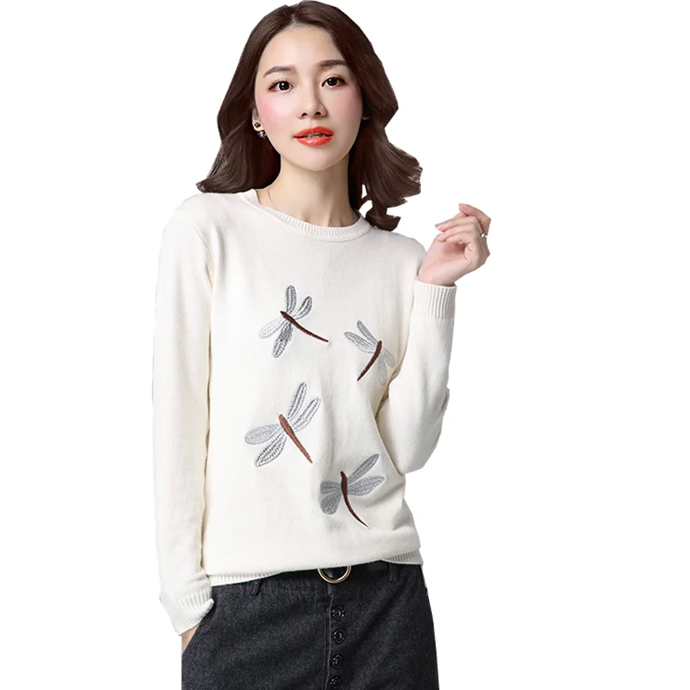 Осенне-зимний свитер Для женщин Мода 2017 г. негабаритных Пуловеры для стрекоза