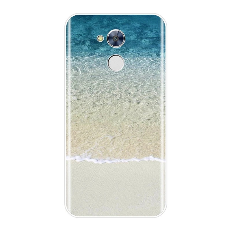 Мягкий чехол для телефона Huawei Honor 4C 5C 6C 6A Pro розовый синий Пляжная волна