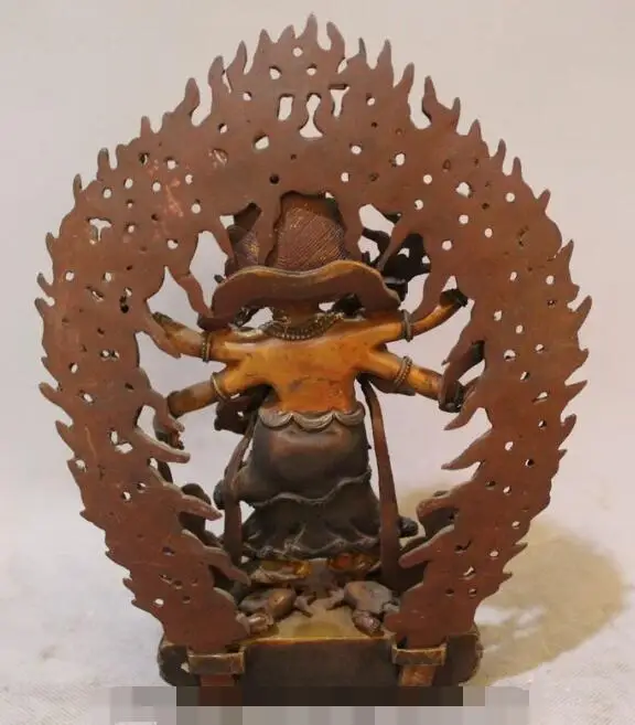 song voge gem S7267 9&quot Old Tibet BuddhismTemple Pure Bronze Stand 6 Arm Mahakala Buddha Statue | Дом и сад