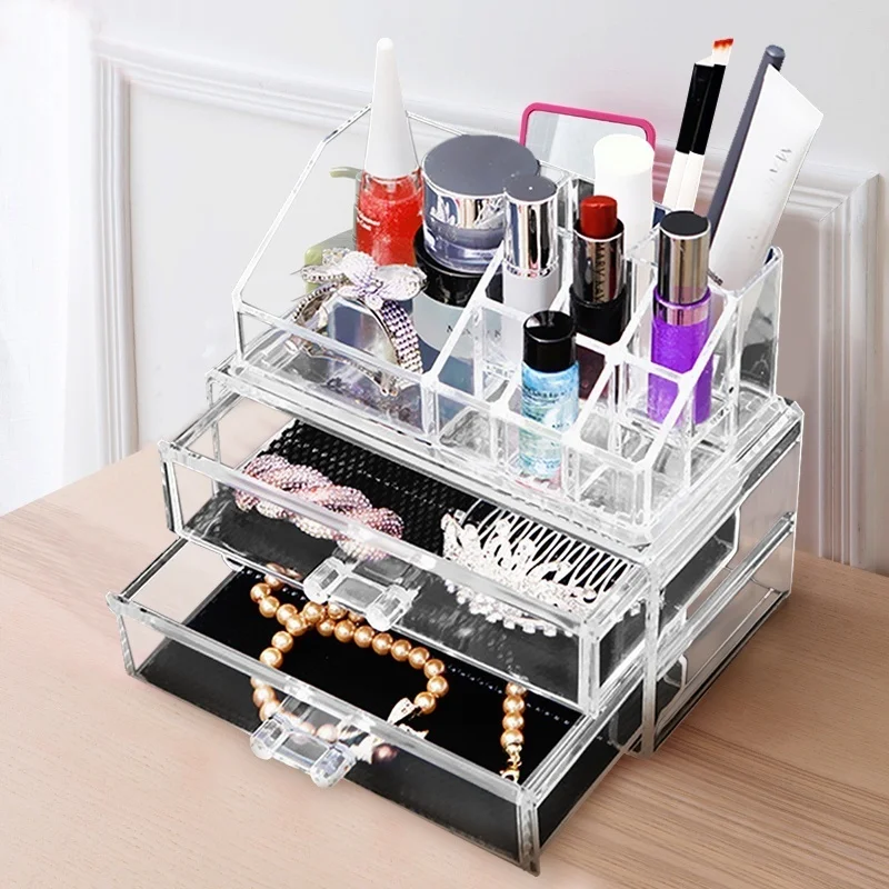 Прозрачный акриловый чехол для макияжа держатель косметики ящик хранения