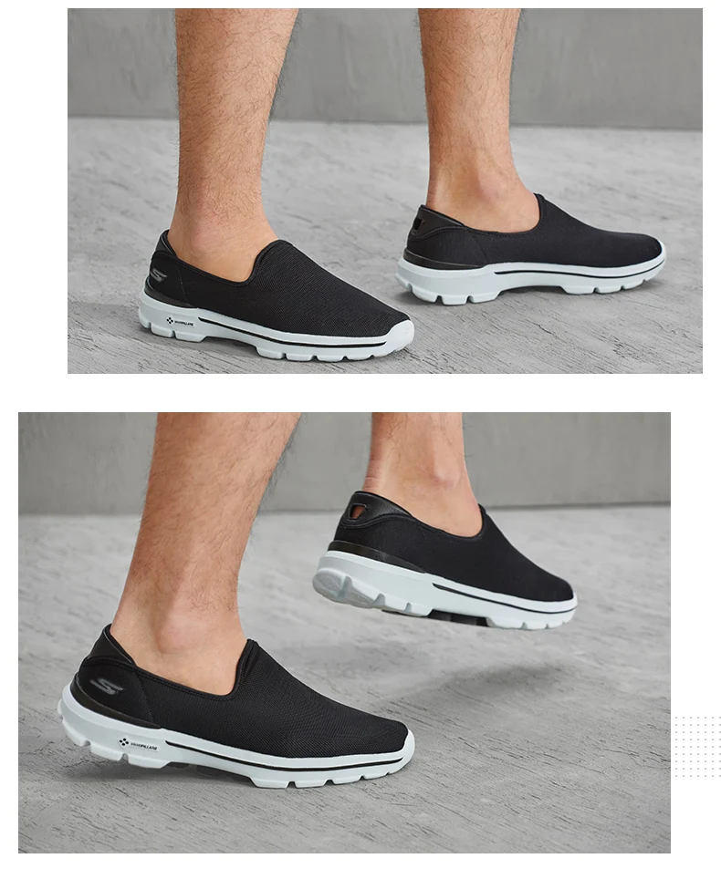 Skechers/Мужская обувь; Лоферы для прогулок; повседневная обувь черного цвета без застежки; Мужская Удобная дышащая обувь на плоской подошве; Мужская брендовая Роскошная обувь; 54062-BKW
