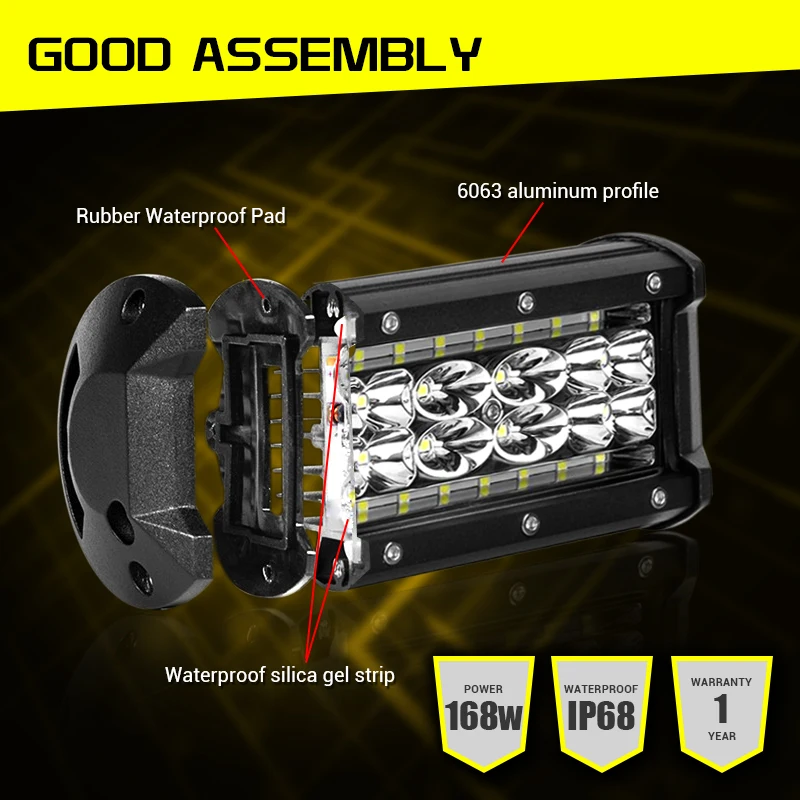 Рабочий свет 168 Вт свет бар пятно внедорожных светодиодных фар barre Led 4x4 дальнего света 5 дюймов комбинированный луч света для автомобиля противотуманная Светодиодная лампа