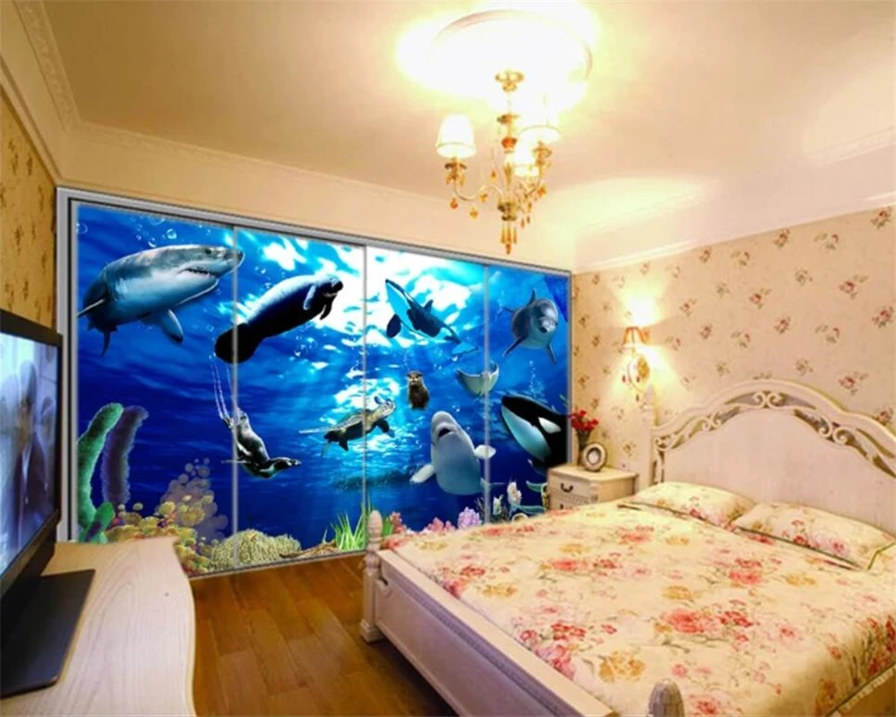 Фотообои beibehang на заказ Красивые 3D Подводные Животные мира Изысканная Настенная
