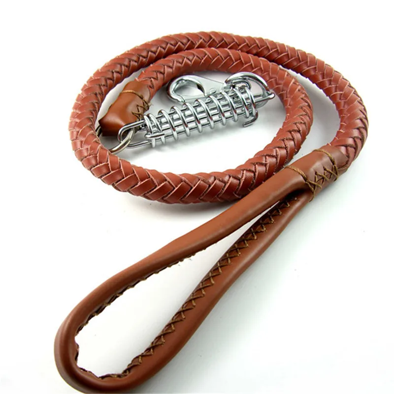 

Dog Training Leash Leads Real Strong Leather Dog Rope for German Shepherd Large Dogs 120cm Long 1.8cm Width Brown Color