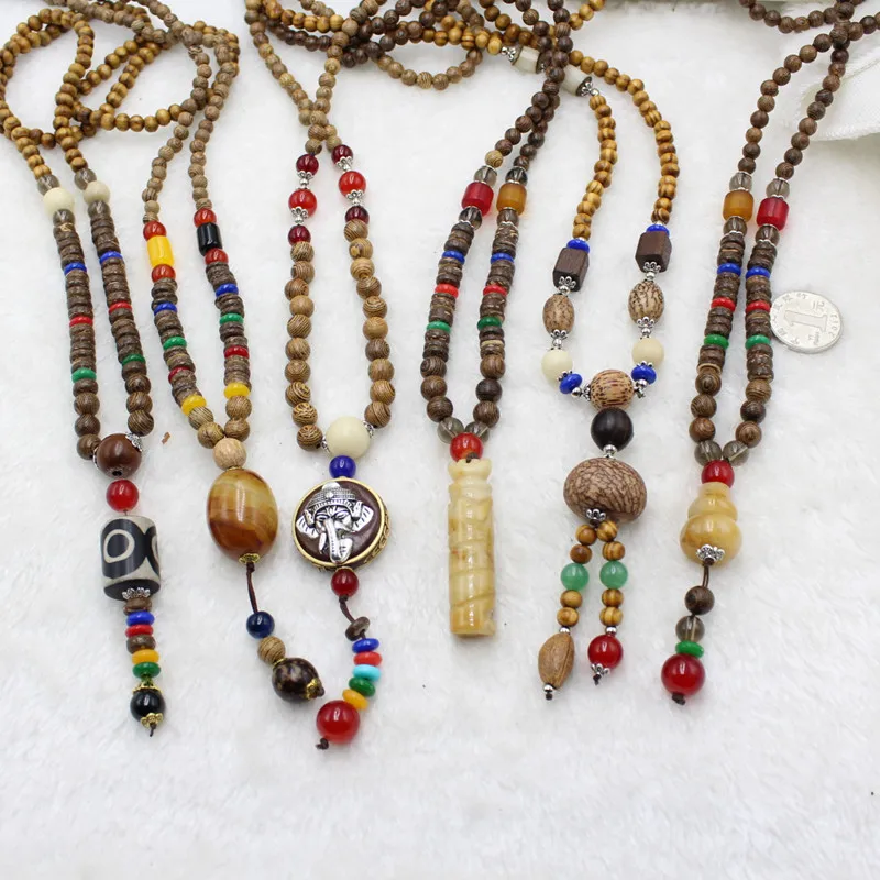Женское Ожерелье с деревянными бусинами и кисточками ожерелье подвеской из