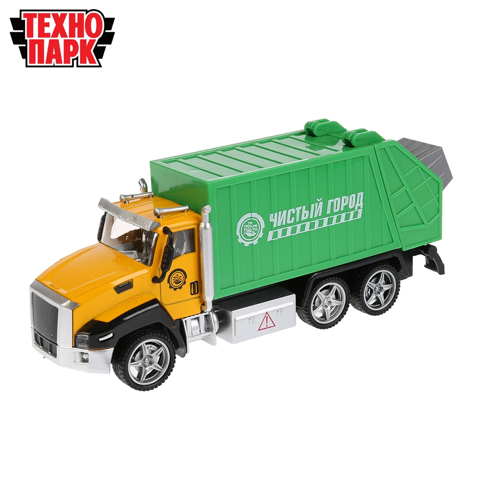 Машина ТЕХНОПАРК Мусоровоз 21 см подвижные элементы металлический корпус