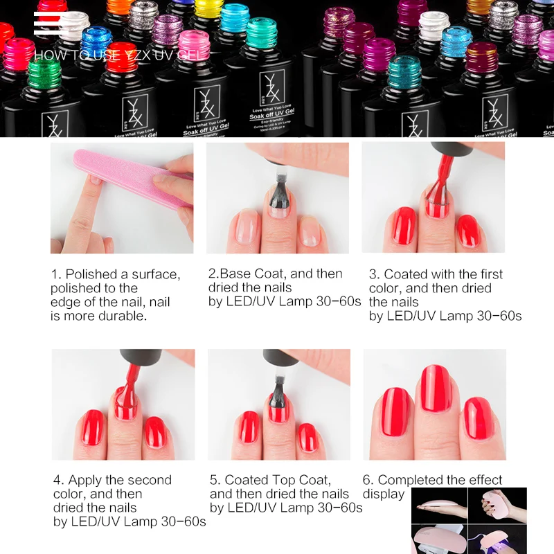 YZX New 6Bottle Mixed Nail Gel Set Cat's Eye Silver Translucent Red Amber Coloured Glaze Enamel Creative Glass 10Ml Varnish | Красота и