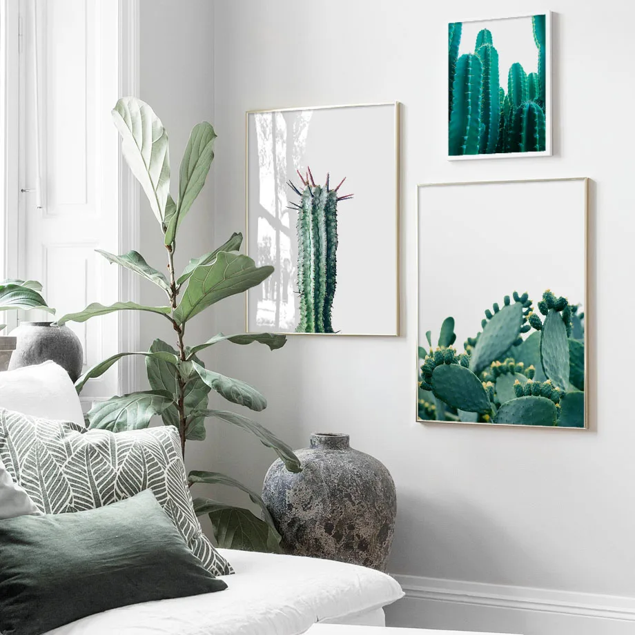 

Canvas Art Print Green Big Cactus Flower Plants Nordic Posters And Prints Wall Art Canvas Painting Wall Pictures For Living Room
