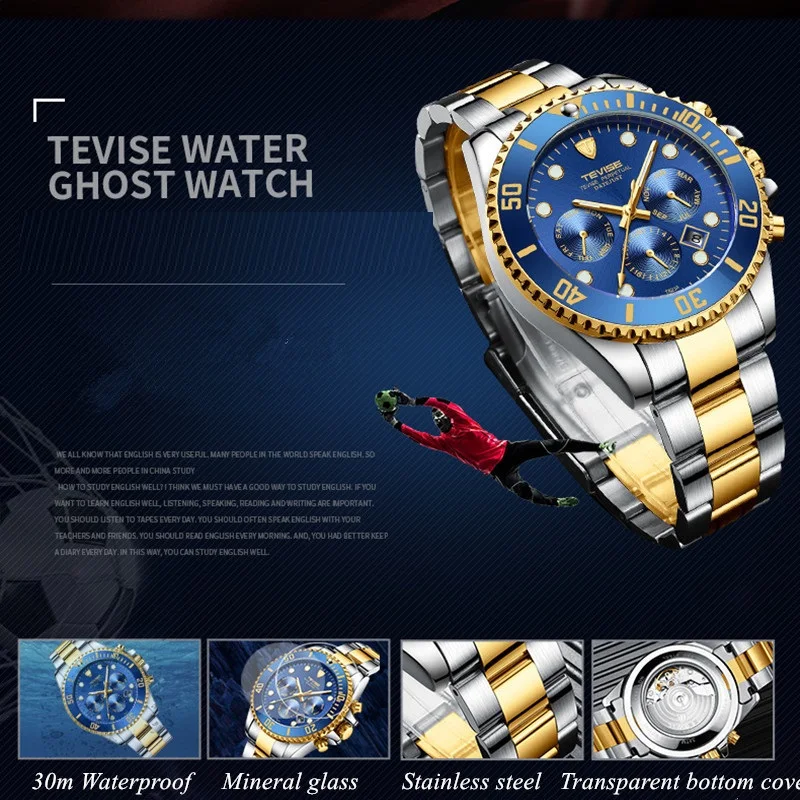Новый TEVISE автоматические часы Для мужчин Роскошные Механические Мужчин's