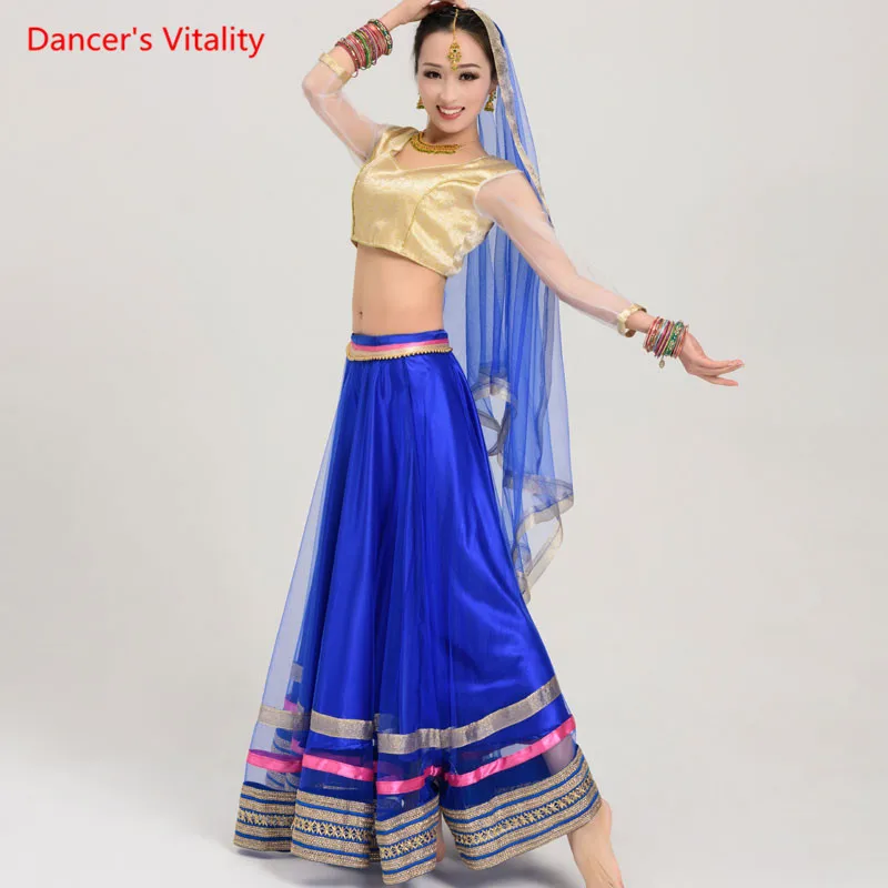 

India Dance Performance Clothing Top&skirt&Veil 3pcs set for Women/girls Belly Dacing Suit Stage Performance/Practice Costume