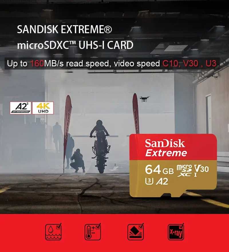 SanDisk Extreme Micro SD карта 256 ГБ/128 ГБ/64 Гб microSDXC U3 32 Гб microSDHC V30 U3 TF карта Carte SD UHS-I Поддержка MicroSD 4K UHD