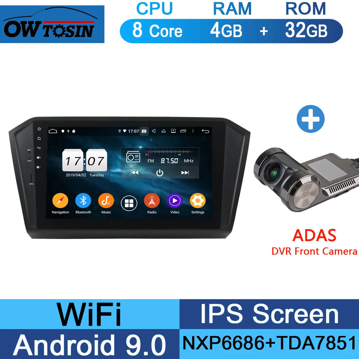 32G Adas Camera 10," ips 8 Core 4G+ 64G Android 9,0 автомобильный dvd-радиоплеер gps для VW PASSAT B8 Magotan DSP CarPlay попугай BT - Цвет: 32G Adas Camera