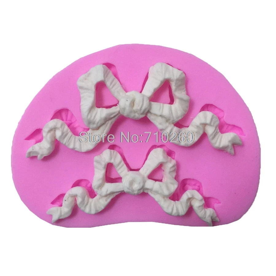 

B059 Food-grade Silicone Mold Fondant Cake bow-knot shape silicone mold mold Pace dry wind ladies satin ribbon bow cake tools