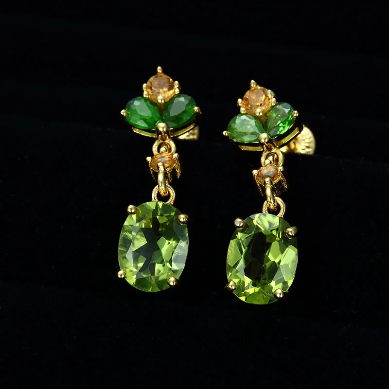 4.37ctw Manchurian Peridot желтые сапфировые диопсиды 18k золотые серьги из серебра|earring