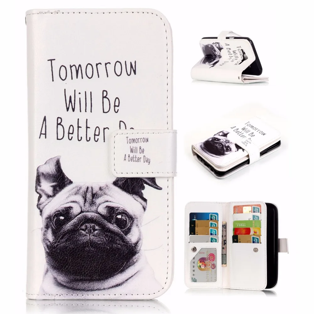 Роскошный кожаный чехол с рисунком флип-чехол 9 отделениями для карт и подставкой