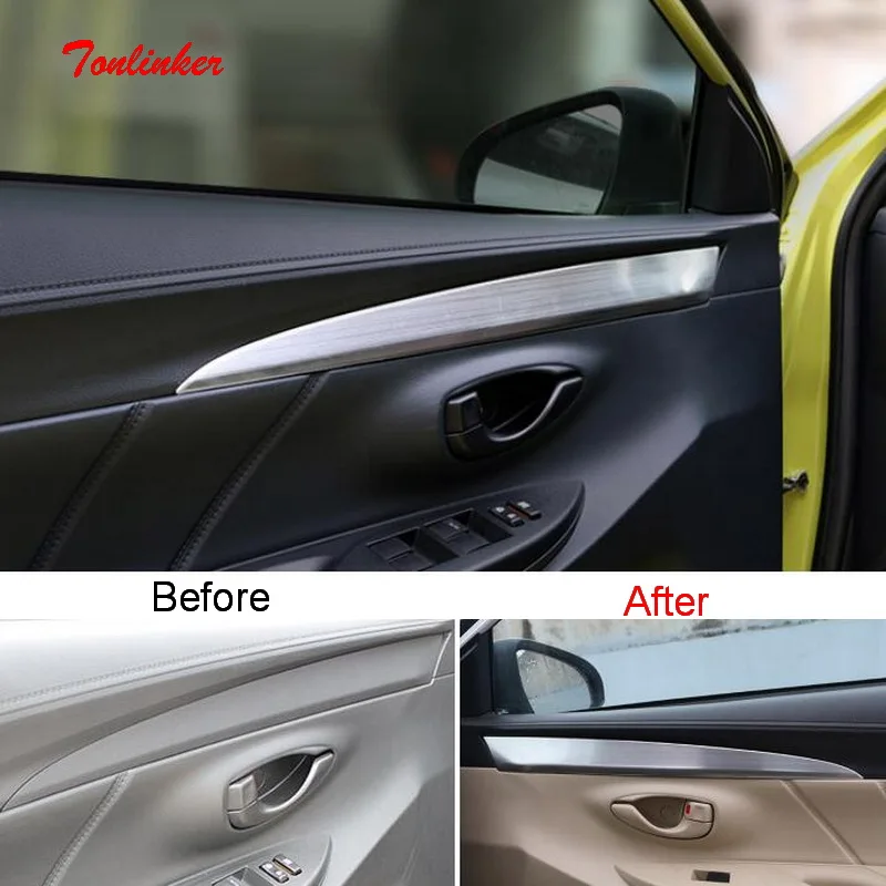 

Tonlinker Car above the door handle Cover Case for Toyota Vios/Yaris 2014-18 Car Styling 2 PCS Stainless Steel Cover stickers