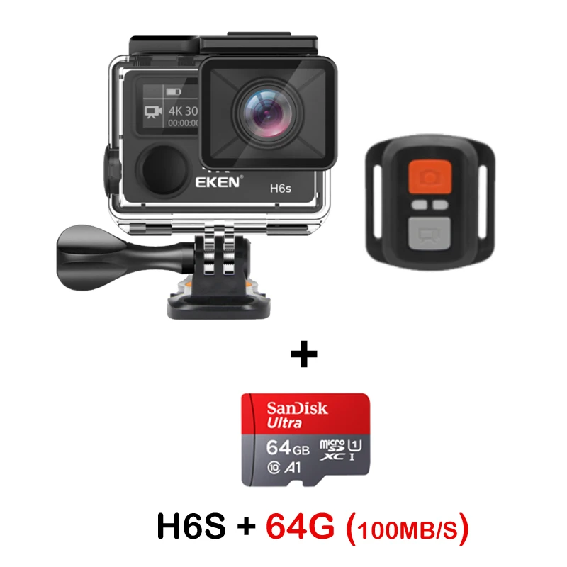 Экшн-камера Deportiva EKEN H6S Ultra HD 4K WiFi EIS электронная стабилизация изображения Go водонепроницаемая Спортивная DV камера 1080P Pro - Цвет: H6S add 64G