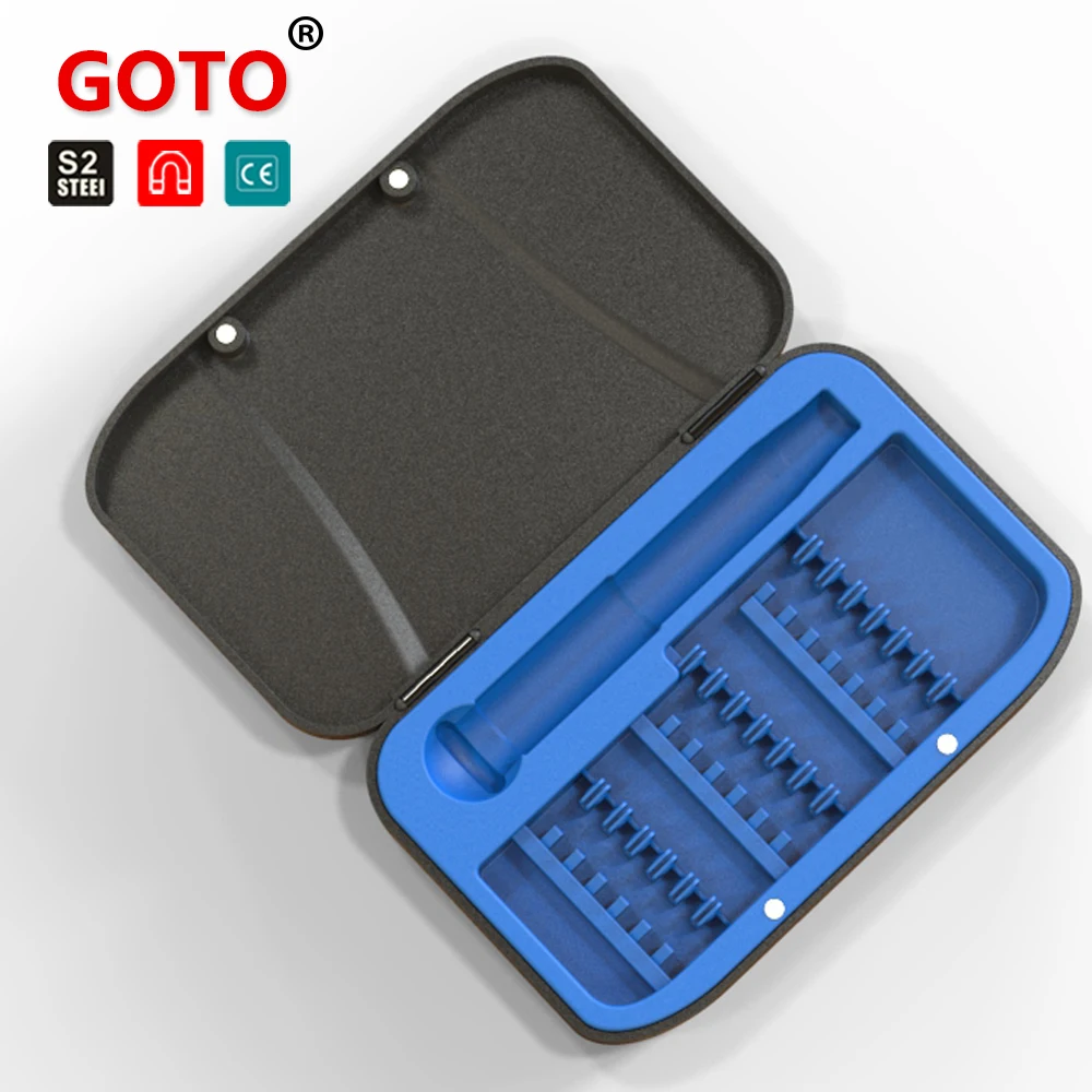 Фото GOTO новейший 22 в 1 прецизионный ph00 2 шлицевая отвертка torx Набор черный держатель GOTO новейший 22 в 1 прецизионный ph00 2 шлицевая отвертка torx Набор черный держатель