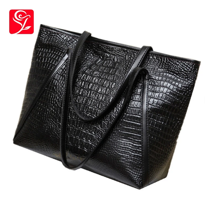 Новые модные повседневные глянцевые аллигаторные сумки большой емкости Женские