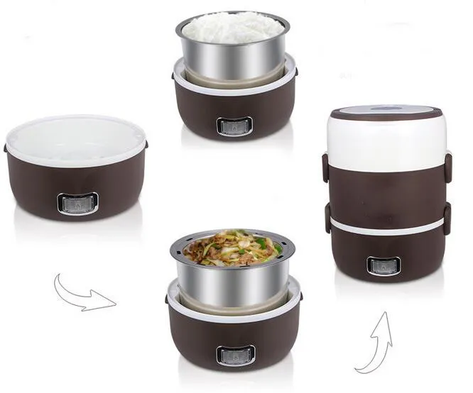 3 слоя нержавеющей стали Bento Электрический для подогрева еды roce коробка контейнер для завтраков Lunchbox 2L