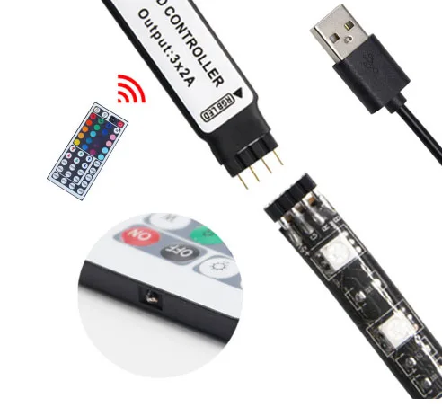 USB 5 В RGB Светодиодные ленты 5050 cri90 LED Клейкие света 10 мм для ТВ Задний план