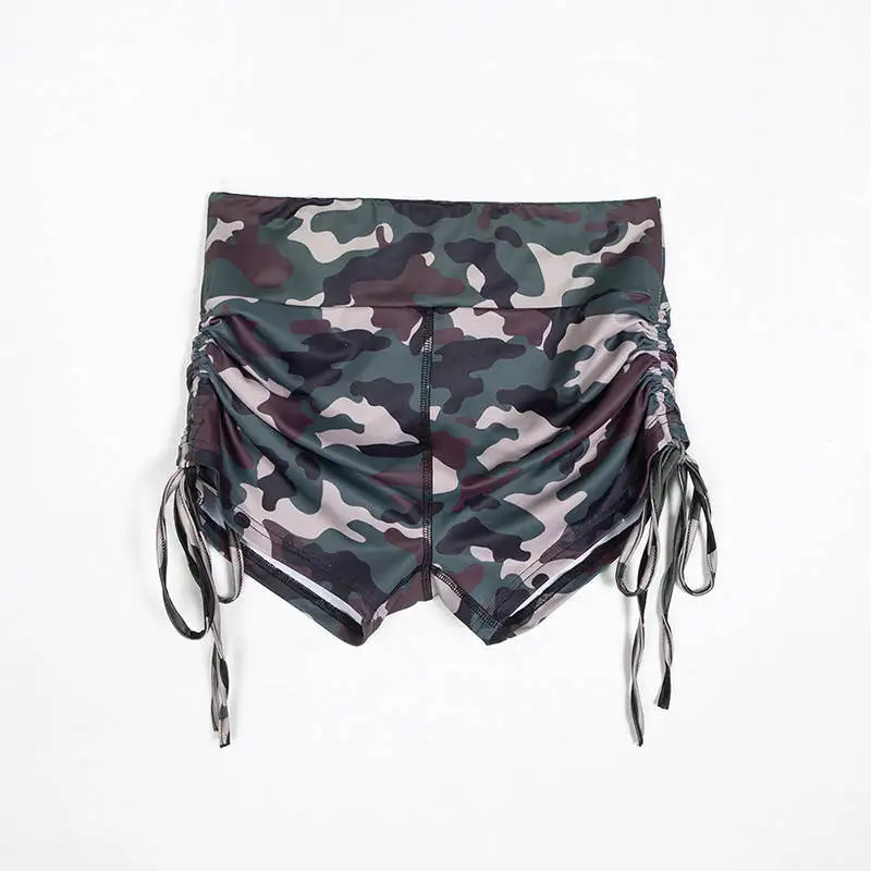 Camouflage Green Спортивные шорты для Для женщин Фитнес Костюмы для Для женщин Высокая Талия шорты, спортивный костюм Фитнес шорты для йоги Компрессионные шорты для йоги Для женщин - Цвет: Camouflage Green