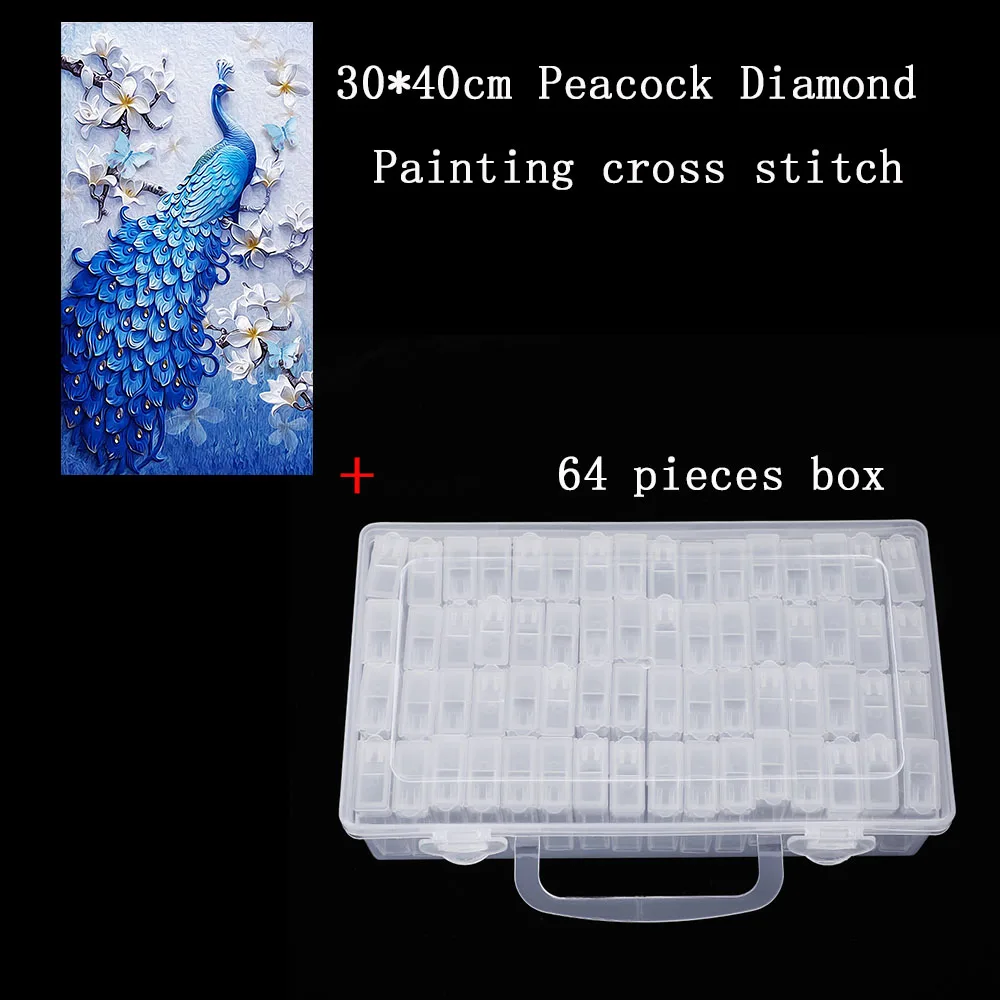 Peacock and box 64/128 шт. бутылки инструменты для вышивки картин со стразами аксессуары для хранения Ящик Контейнер для бисера Алмазная вышивка камень мозаика удобный ящик - Цвет: Peacock and box