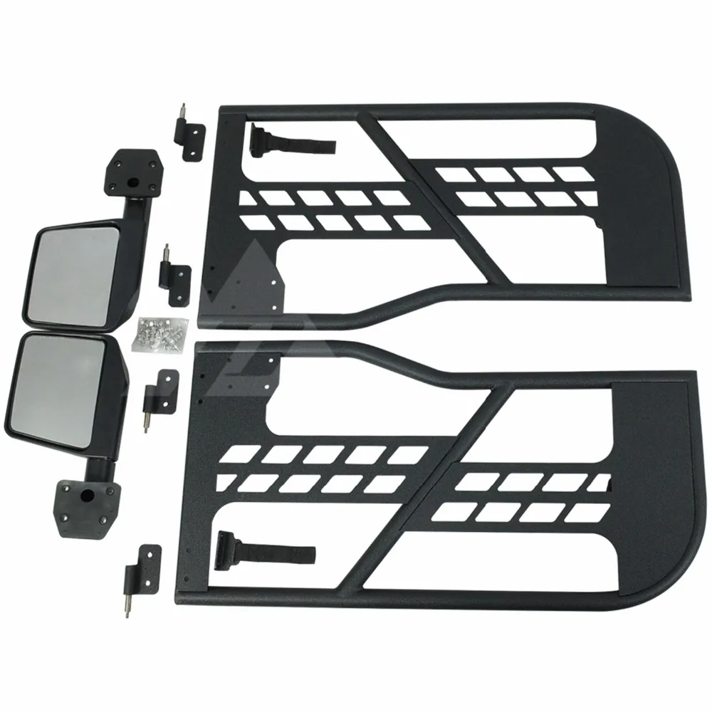 Один комплект J197 черная стальная полустворчатая дверь с боковым зеркалом для jeep