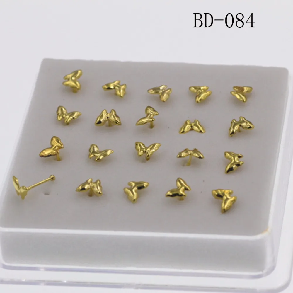 20ps Free Delivery Jewelry Nose Studs Plating 18 K New Butterfly Nail Contracted Smooth &amp | Украшения и аксессуары