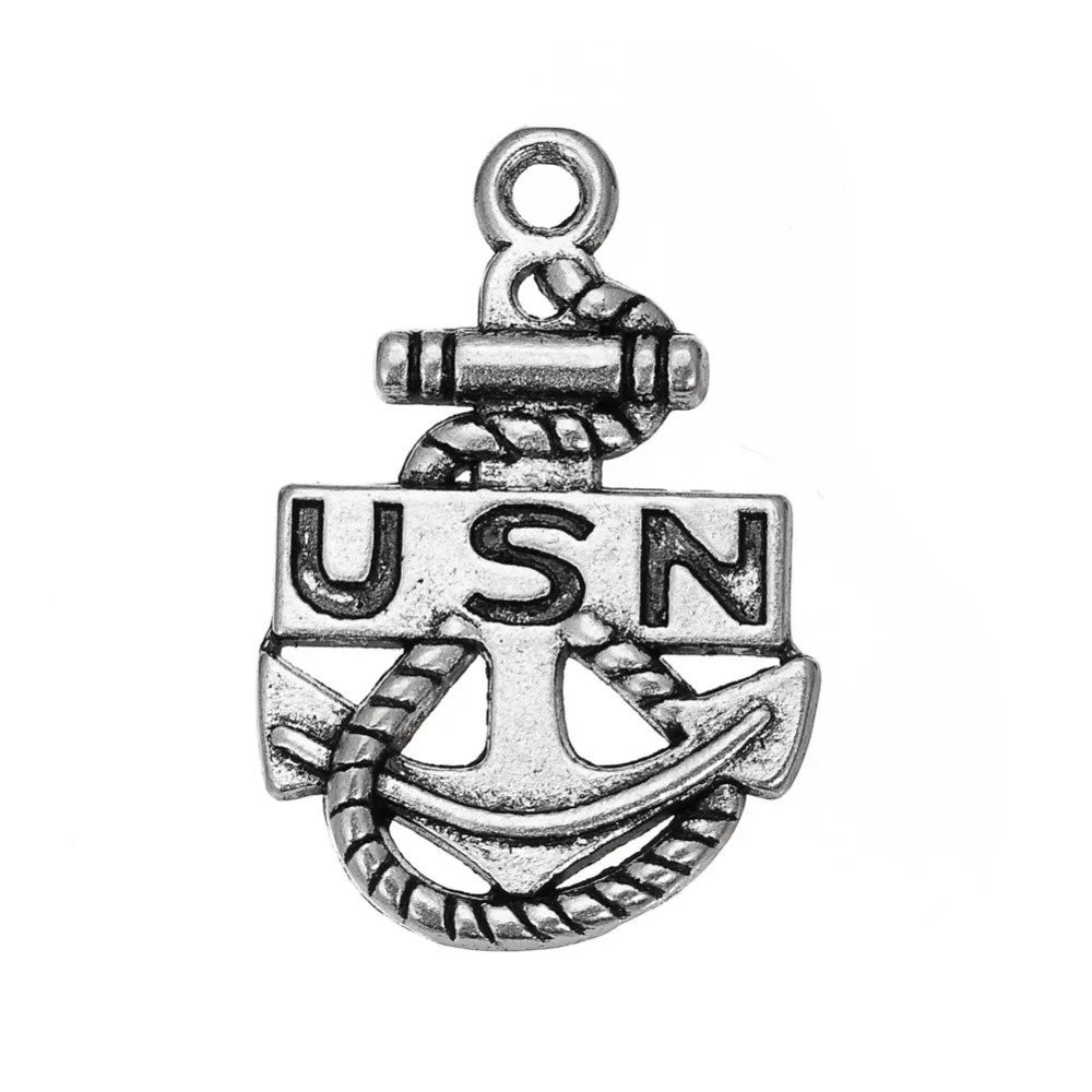 EUEAVAN 25 шт. металлический военный значок США подвеска с буквой USN якорь форма для