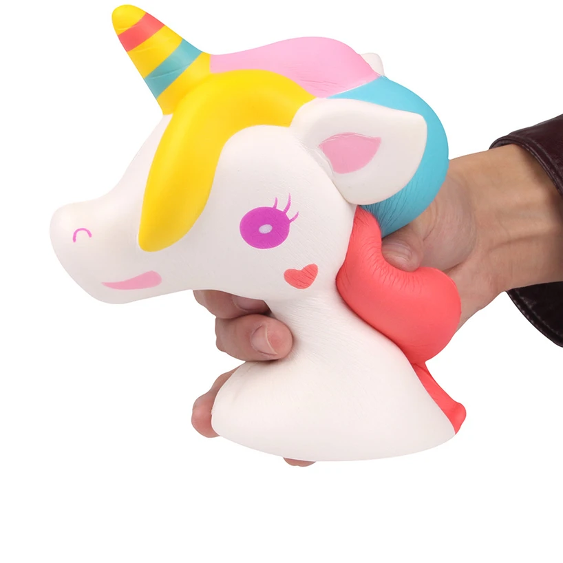 Kawaii Единорог голова сжимаемая Кукла ремешок для телефона DIY Декор антистресс
