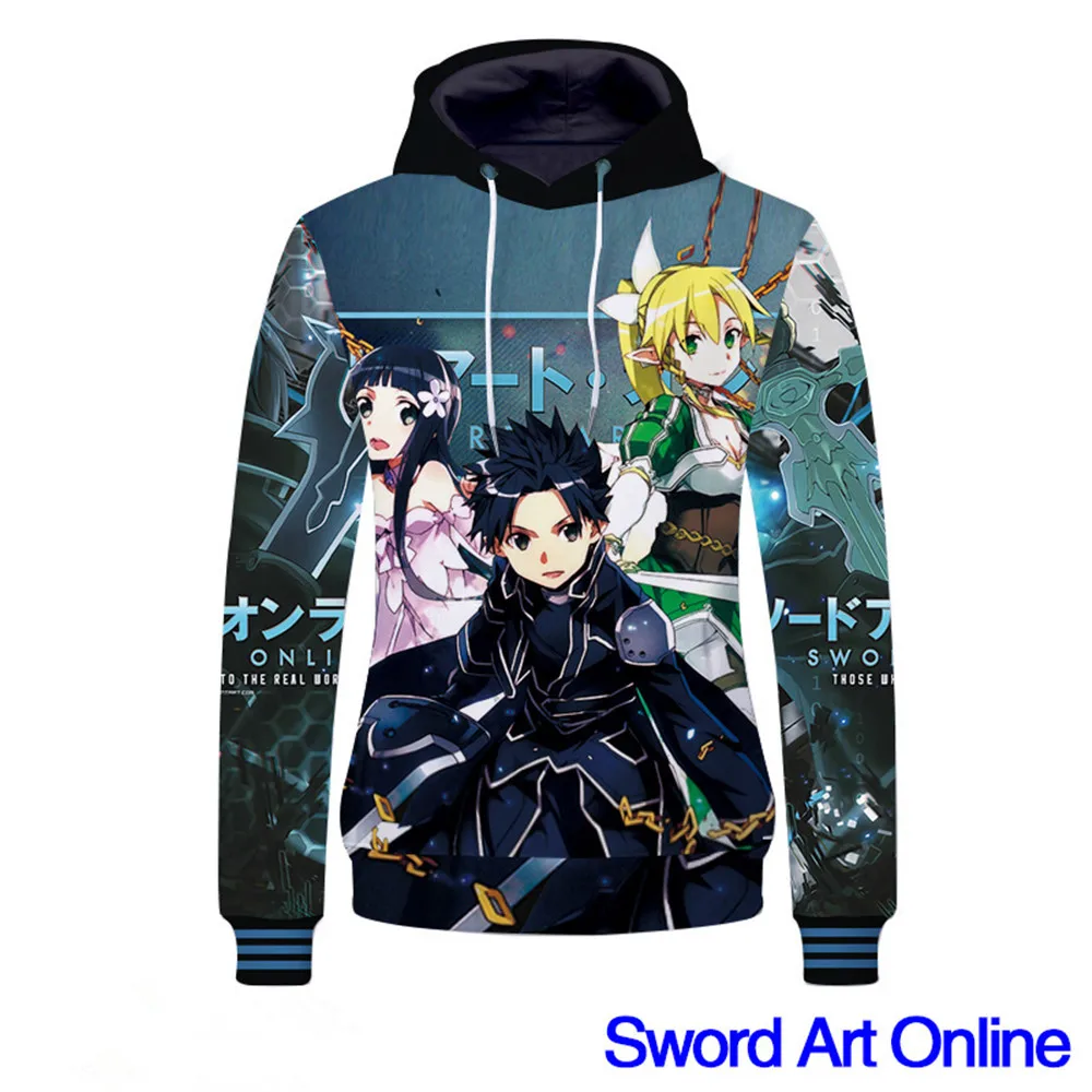 Толстовка с 3D-принтом толстовки капюшоном Asuna Kirito аниме косплей мужские и женские