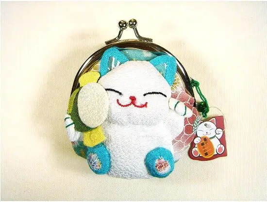 16 шт. японский стиль Lucky cat Кошельки для монет сумки нулевой кошелек японское кимоно из ткани