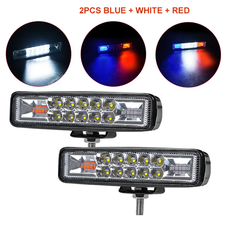 two pcs Red Blue 6 дюймов точечная Светодиодная рабочая лампа луч день лампы 12V 24V светодиодный светильник бар Автомобильная Поворотная фара для Jeep Lada внедорожника SUV KTM 4WD УАЗ ATV MPV Субару Outback - Цвет: two pcs Red Blue