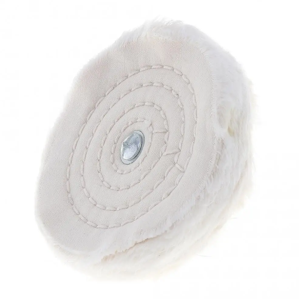 

4 Inch T-shaped White Cloth Polishing Wheel Mirror Polishing Buffer Cotton with 6mm Shank Diameter for Surface Polishing