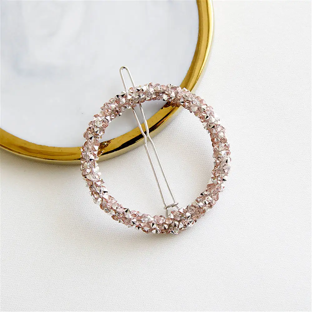Round Pink 1 шт. Модный с кристаллами, со стразами шпилька Звезда Треугольник круглой формы женские заколки для волос аксессуары для укладки - Цвет: Round Pink