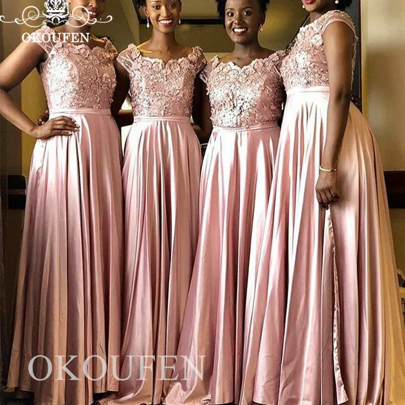 Изысканное кружевное платье подружки невесты с аппликацией рукава крылышки 2019