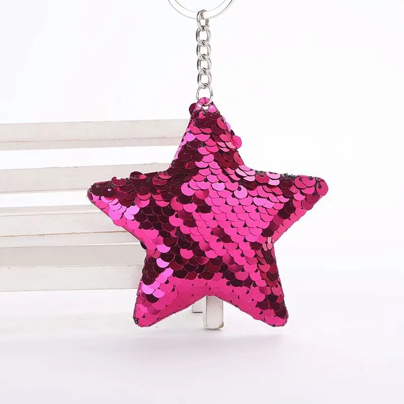 

Cute Chaveiro Star Keychain Glitter Pompom Sequins Key Chain Gifts for Women F20173986