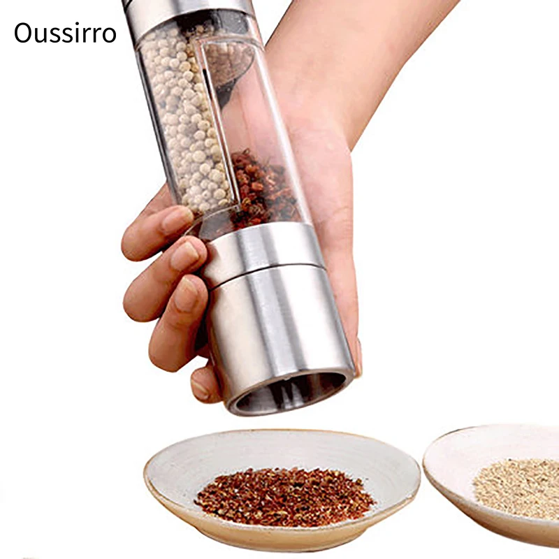 Pepper Grinder 2 in 1 Stainless Steel Manual Salt Mill Seasoning Kitchen Tools Grinding for Cooking Restaurants | Дом и сад