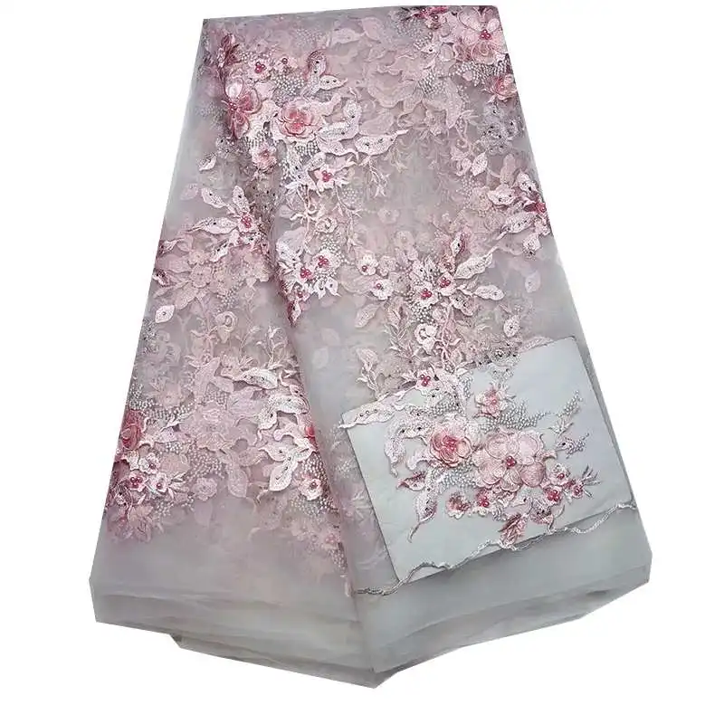 

3d flowers fashion african french lace fabric tulle net nigerian wedding party high quality dress material best price free ship