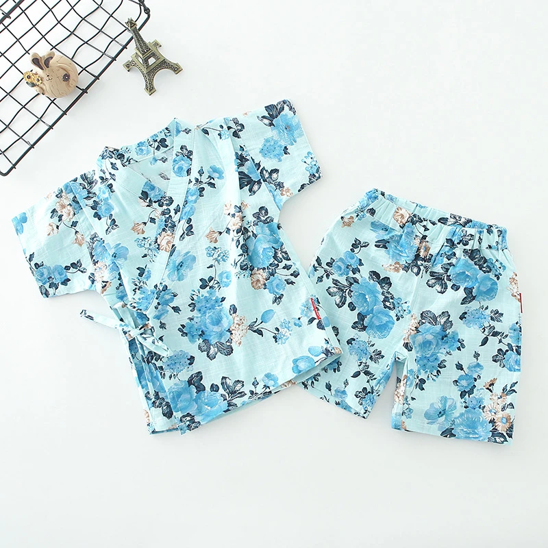 Детский милый домашний костюм с кроликом Пижама-кимоно из двух предметов