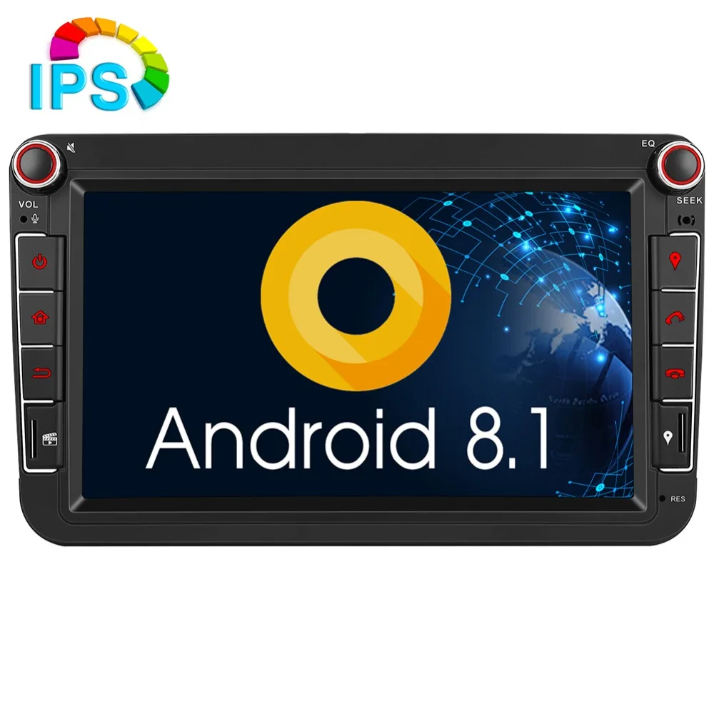 Тыква Android 8,1 Автомобильный мультимедийный Player2 din " ips автомобильный Радио gps аудио стерео без DVD плеер для VW/Volkswagen/POLO/PASSAT/Golf