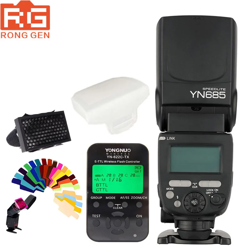 Светодиодная лампа для видеосъемки YongNuo YN-685 YN685C GN60 2,4G Системы i-ttl HSS Беспроводной ручная Вспышка Speedlite+ YN-622C-TX вспышка триггера для Canon 5diii 650D - Цвет: YN-685 and 622C-TX