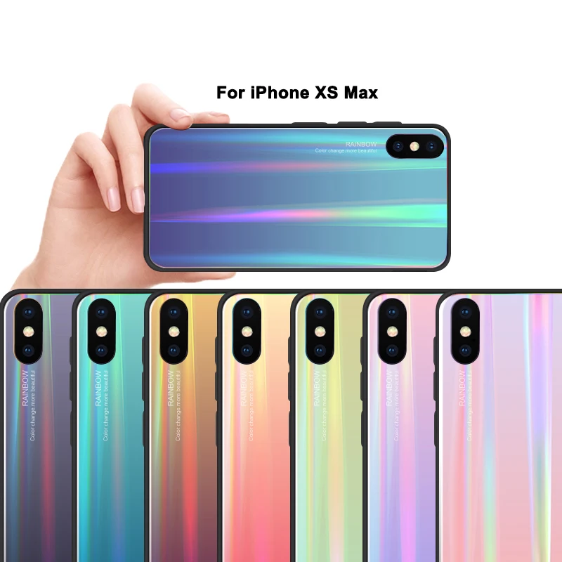 Amzboon градиентная стеклянная крышка для iphone XS Max чехол Ультратонкий XR Aurora 6 7 8 PLus Coque