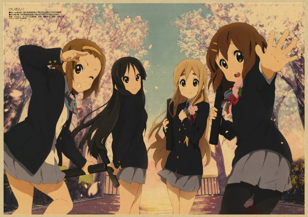 K-ON плакат из крафт-бумаги стикер стены японского аниме плакат из крафт-бумаги s домашний декор комнаты крафт-бумаги наклейки на стену - Цвет: Синий